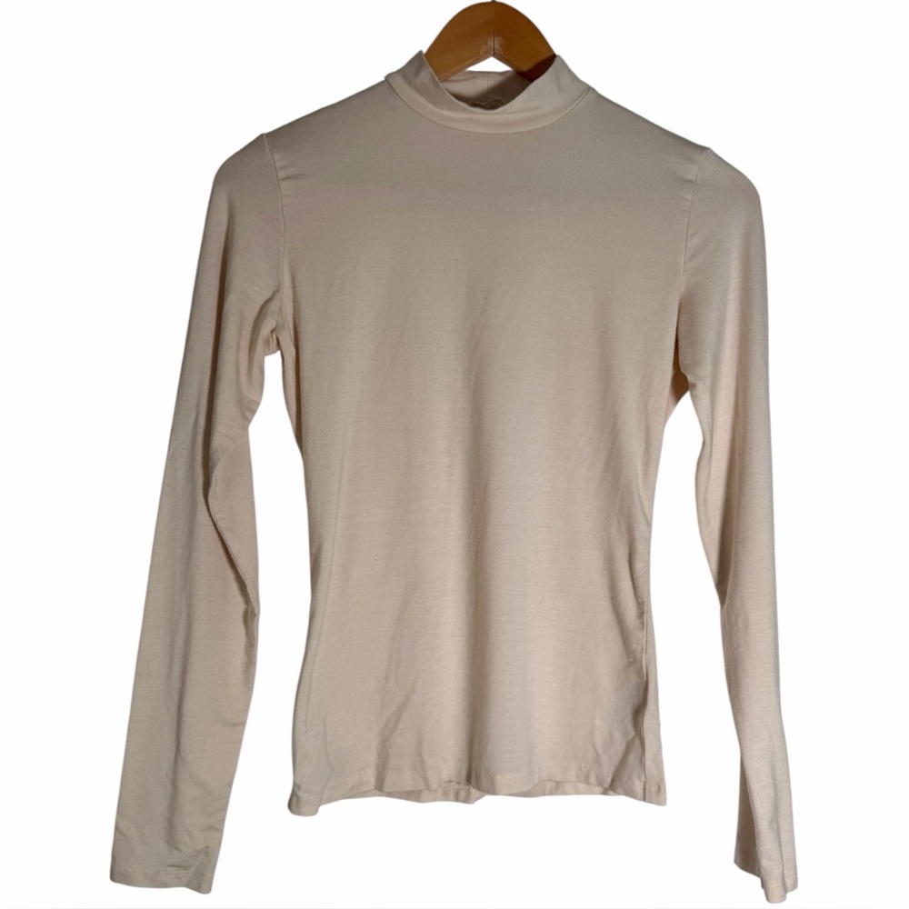 Reformation Beige Mock Neck Long Sleeve Top Women’s Small Made in USA